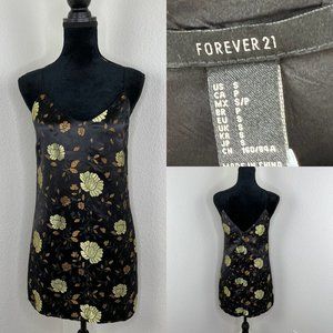 Forever 21 Silky Cocktail/Formal Slip Dress Size Small Black, Gold, Bronze